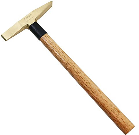 WEDO BR2108B - Martillo de albañil con mango de madera (latón, 150 g, 330 mm)