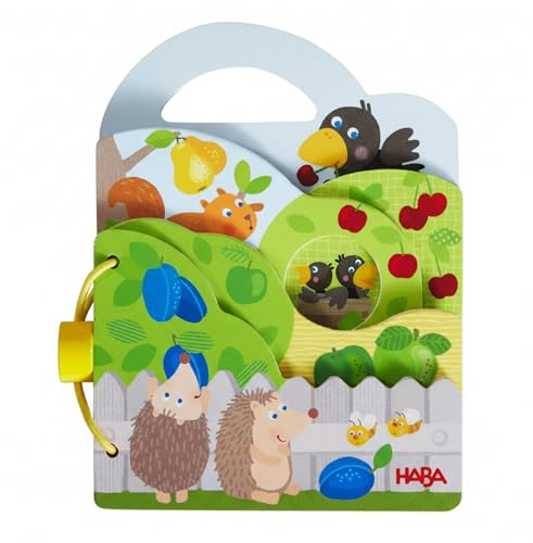 HABA Holz-Babybuch Obstgarten – Erstes Bilderbuch ab 10 Monaten – Mit 10 robusten Seiten & praktischem Tragegriff – Fördert Motorik & Sprachentwicklung – 1306786001