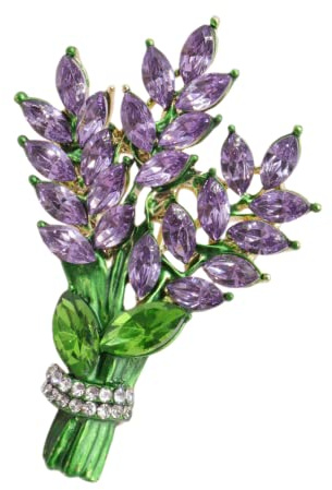 Purple Lavender Flower Brooch Pins Crystal Rhinestones Elegant Accessories Jewelry Women's Brooches and Pins Fashion Jewelry Wedding Floral Lapel Pins