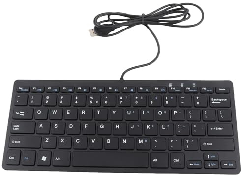 Wired Keyboard, Quiet Slim Ergonomic Keyboard with Scissor Keys, 78 Keys USB Plug and Play Compact Simple Wired Office Keyboard, for Desktop Computer, Laptop, for Home Office Use