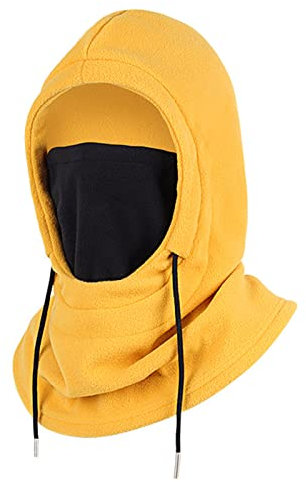 Sturmhaube Winter Gesichtsmaske Herren Damen, Kapuzenschal Halswärmer Augenschützer Fleece Mütze Schal Maske, Vollgesichtsmaske mit Halsmaske Skimaske für Motorräder, Winter Sport - Gelb