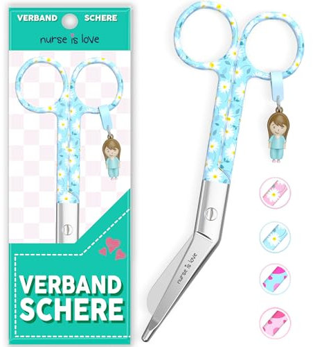 Nurse is Love Verbandsschere Pflege, Verbandschere Krankenschwester Schere aus Edelstahl scharf, abgerundete Spitze | für rettungsschere | Trauma schere mit bunt Designs | krankenschwester