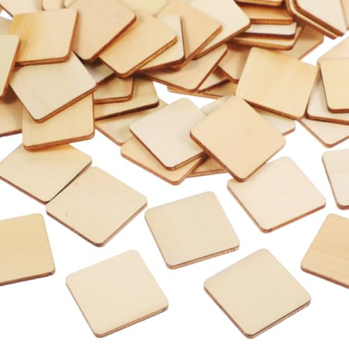TOPBATHY Holzrohlinge Zum Basteln Holzquadrate 3.00 X 3.00 X 0.30 Cm 100 Stück Unbehandelte Holzplättchen Quadratisch Für Malen Gravur Diy-Kunsthandwerk Heimdekoration Hochzeitsdeko