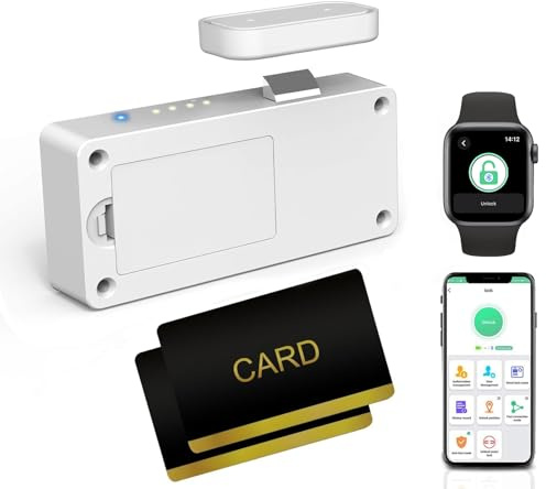 Cabinet Lock eLinkSmart Hidden Drawer Lock with RFID Card NFC for Child Safety Cupboard Door Kitchen Pantry Furniture Support Phone or Watch App No Drilling Required White
