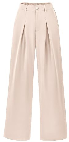 BTFBM Women High Waist Palazzo Pants Summer 2026 Casual Wide Leg Trousers Loose Work Office Business Suit Pant Pockets(Beige, Medium)