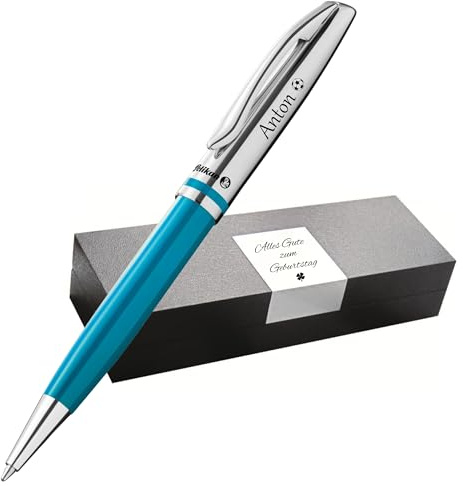 Pelikan Jazz Kugelschreiber mit Gravur - Einzigartige Stifte mit Namen - Personalisierte Geschenke zu Weihnachten (Gravur, Petrol)