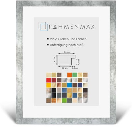 RahmenMax Morena Bilderrahmen Posterrahmen 38x98 cm Eisen Gewischt Verrostet Optik 98x38 cm mit weisser Rückwand und klarem Acrylglas