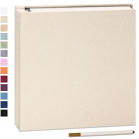 Yopih Album Photo Adhésif avec 40 Pages 10X15 Lin en Tissu Couverture Scrapbooking DIY Photo Album Sauver Bébé Croissance Mariage Voyage Famille Cadeau