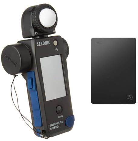 Sekonic L-858D SPEEDMASTER Digital Light Meter - Black/Blue & Seagate Portable Drive, 1TB, External Hard Drive, Dark Grey, for PC Laptop and Mac, 2 year Rescue Services, Amazon Exclusive (STGX1000400)