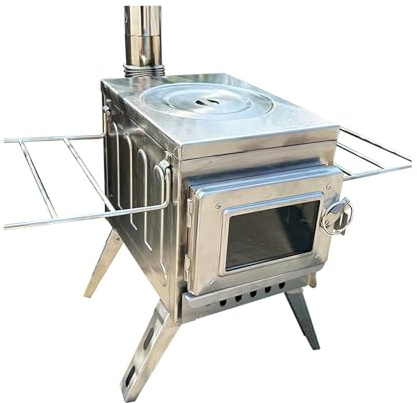 Holzofen Wohnzimmer Klein, Holzofen Zum Kochen mit Klappbaren Beinen mit Sichtfenster Holz Kamin, Zeltheizung Camping, Holz Tent Stove Zelt Ofen Outdoor