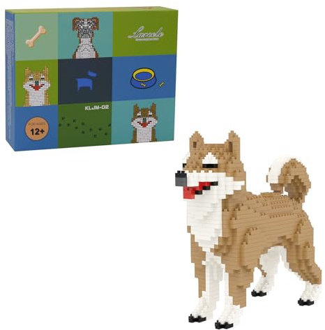 Larcele KLJM-02 814 Pièces Sets de Jouets de Micro Blocs de Construction pour Chien (Mâle Shiba Inu)