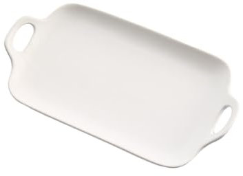 OKUMEYR Teglia Per Torta in Ceramica Dal Design Semplice Teglia in Porcellana Con Doppi Manici Vassoio Da Portata Adatto Al Microonde Per La Casa