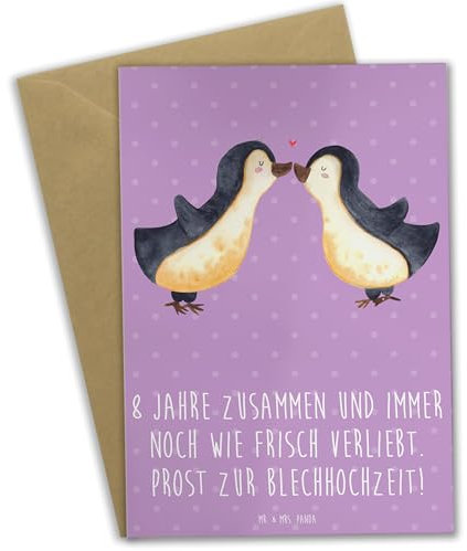 Mr. & Mrs. Panda Grußkarte 8. Hochzeitstag Blechhochzeit - Geschenk, Liebe, osterkarten, Geschenke, feiern, hochzeitskarten, Heiraten, Sprüche, einladungskarten, weihnachtskarten, Heirat, Klappkarte