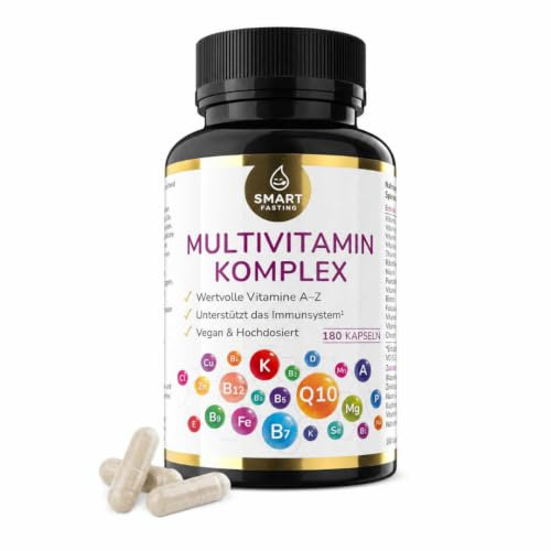 Multivitamin Komplex - 180 hochdosierte Kapseln (3 Monate Vorrat) - Vitamine A-Z & Mineralstoffe mit Zink, Selen & Vitamin D3 - Vegan, ohne unnötige Zusatzstoffe - Laborgeprüft in Deutschland