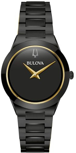 Bulova Ladies' Modern Millenia Black Stainless Steel 2-Hand Quartz Watch, Black Dial Style: 98L314