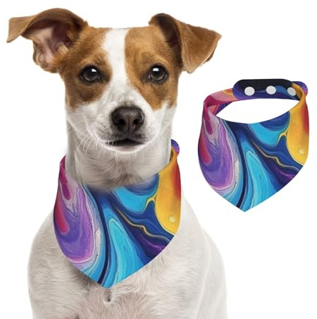 Generic Dreieckstuch mit 3D-Druck, niedliches Hundehalstuch, verstellbar, mit Druckknöpfen, für Hunde, Welpen, Katzen