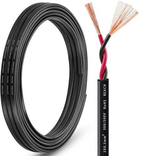 DARKGUARD Cable Plano para Remolque Caravanas 0.5mm², Cobre Cable de vehículo 2 Hilos 20M, Cable Electrico 12V/24V para Vehículo Caravana Camión RV Barco Iluminación LED