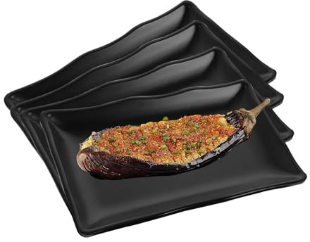 Bcuuozeeing Juego de 4 bandejas rectangulares para servir de porcelana, 20,7 x 12,8 x 2,7 cm, reutilizables, para postres, entrantes, platos de ensalada, guarniciones de frutas