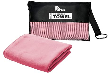 azark Microfibre Towel – Quick Dry, Lightweight & Super Absorbent – Gym, Travel, Yoga, Camping & Beach – Soft & Durable – Multiple Sizes (Pink, Small)