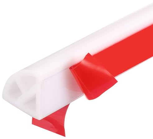sourcing map 236 Inch Flexible Quarter Round Molding, Flexible Molding Trim, Double-Sided Silicone Peel and Stick Trim Self-Adhesive Shower Water Barrier for Floor, Corner, Tub, White
