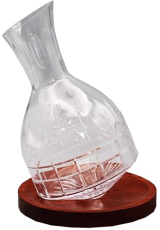Générique Carafe à Vin Rouge De 1300 ML, Carafe Rotative en Cristal avec Plateau en Bois Antidérapant, Carafe Rapide pour La Maison, Coffret Cadeau De Vin (1300ml)