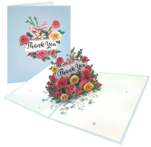 OYIWINMI Lehrer Geschenk 3D Pop Up Blumenkarte, Abschiedsgeschenk Lehrer, Geschenk für Lehrer,Handmade Premium Dankeskarte