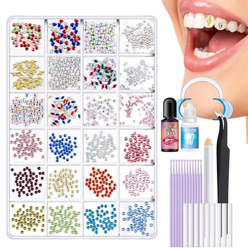 Tktouci Gemas para dientes | Pegamento de gemas dentales - Decoración temporal de reparación de relleno, solución cosmética, mejora para restauración de grietas y astillas