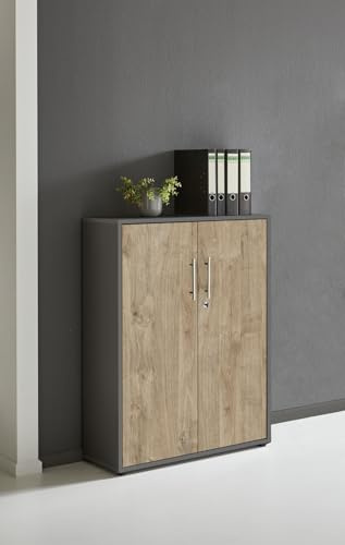 Aktenschrank in Anthrazit Gold Harbor Oak Office Edition abschließbar als Einzelschrank oder Schrankwand Verschiedene Ausführungen (Aktenschrank 3 OH)