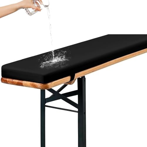 Genérico Cojines Acolchados para Banco de Cerveza, Cojín Antideslizante Impermeable 220x25, 180x23, 200x30 con Hebilla para Muebles de Exterior, Resistentes A La Intemperie,Negro,140x23x3cm