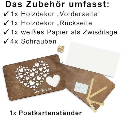 Generisch Personalisiertbare Holz-Glückwunschkarte mit Geldeinwurf | Individuelle Geldgeschenk-Karte zur Hochzeit & Geburtstag | Nachhaltige Grußkarte aus Holz (10x11 cm)