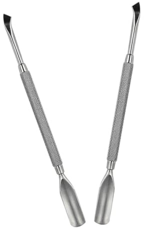 BAZEITFLOW 2 piezas Empujador de Cutículas Doble Acero Inoxidable Herramienta Portátil para Manicura y Pedicura Eliminador de Piel Muerta Diseño Compacto y Duradero