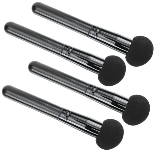 Toyvian 4pcs Makeup Pad Mushroom Cosmetic Puff Black Hydrophilic Non-latex Material Versatile Easy-to-grip Handle Wet and Dry Use for Daily Makeup