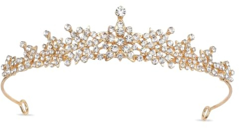 Couronne Princesse Diademe Femme Couronne Strass Diademe Cristal Alliage Accessoires de Cheveux pour Mariage Fete Anniversaire Cosplay (Or)