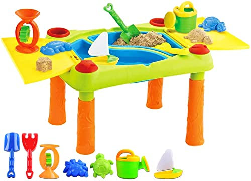deAO Wasserspieltisch für Kinder, Outdoor & Indoor Kunststoff Wasserspielzeug mit Sandkasten Spielzeug Sicherheit & Kreativität, Multifunktional & Einfach zu Montieren,100 x 48 x 46 Centimeters
