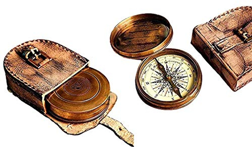 Robert Frost Kompass mit Gedicht, 6,4 cm, mit handgefertigter Ledertragetasche