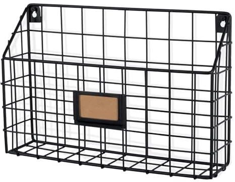 Wall35 Rivista Aktenhalter für Zuhause, Büro, Schreibtisch, Wandmontage, breiter Hühnerdraht, Organizer und Zeitschriftenhalter, Metall, schwarz