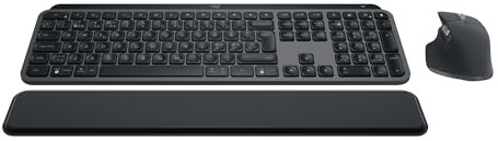 Logitech MX Keys S Combo: Performance Trådlöst Tangentbord och Mus med handledsstöd, anpassningsbar belysning, snabbrullning, Bluetooth, för Windows/Linux/Chrome/Mac - Grafit, Layout Pan Nordic QWERTY