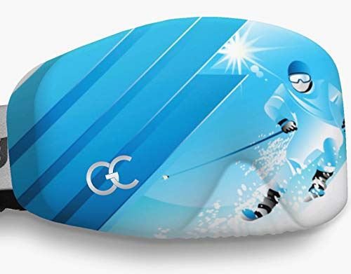 GogglesCover Ski Goggles Protective Cover, Protective Goggle Cover Portable, Ski Goggle Cover Sleeve Anti-Scratch, Ski Goggles Accessories, Ski Equipment, Blue Skier Design