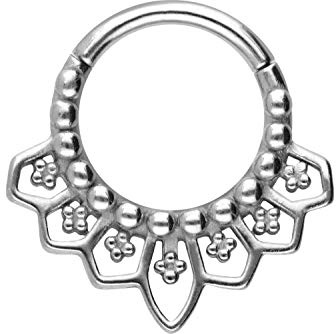 PIERCINGLINE Chirurgenstahl Segmentring Clicker | ORIENTALISCHES DESIGN | Piercing Ring Nase Septum Ohr Helix Tragus | Farbauswahl