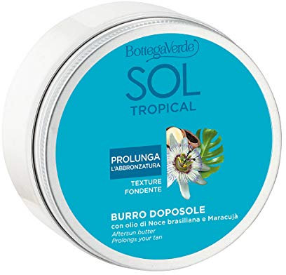 Bottega Verde - SOL Tropical, Burro Doposole Corpo, 200 ml, Nutre e Intensifica l’Abbronzatura, con Olio di Noce Brasiliana, Maracuja e Burro di Karitè, Formula Nutriente e Setificante