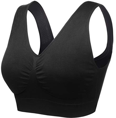 wealsex Sujetador Deportiva sin Costuras Sostén sin Aros Confort Deportes de Yoga para Mujeres Gran tamaño Sujetadore (Negro,6XL)