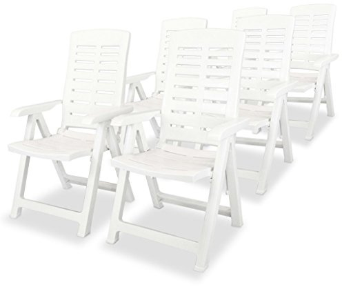 Tidyard Garden 6er Set Gartenstuhl - Klappsessel aus Kunststoff Wetterfeste Gartenmöbel Weiß