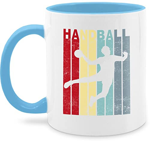 Tasse Tassen 325ml - Deko Hobby - Handballer Handballspieler Geschenk Sprungwurf Handball - 325 ml - Hellblau - teetassen wärmende