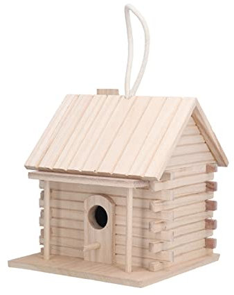 Yuecoom Nichoirs à Oiseaux pour l'extérieur à Suspendre en Bois, nid d'oiseau extérieur Rustique Durable, cabane en rondins pour colibris pour Oiseaux Bleus, Hirondelles et Autres Bir 17 x 17 x 18 cm