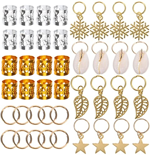 Holibanna 80 Stück Dreadlock Haarringe Metall Rund Haarschmuck für Damen Flechtzubehör Zopf Clips Selbstgemacht Accessoires