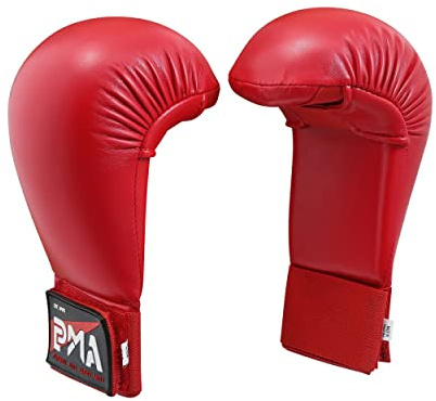 Playwell Martial Arts Karate Competition Vinyl Sparring Mitts, Gloves - Red