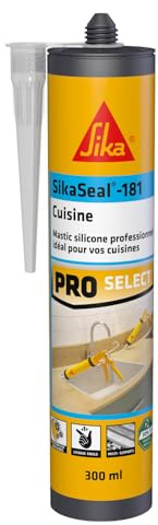 SIKA - Silicone sanitaire Cuisine - SikaSeal-181 - Blanc - 300ml | Réalisation de joints - Spécial cuisines - Intérieur/extérieur - Longue durée - Anti-moisissure