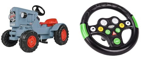 Big - Traktor Eicher Diesel ED 16 - Trettraktor mit 3-Stufen Sitzverstellung, ab 3 Jahren & Big - Traktor-Sound-Wheel - Lenkrad mit verschiedenen Traktor-Sounds, ab 1 Jahr