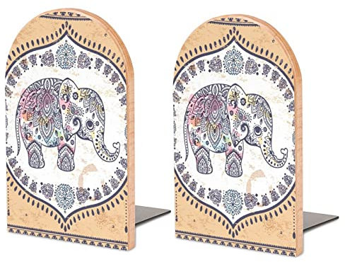 Packung Mit 2 Buchstützen Elefant Rutschfester Bücherständer Aus Holz Bücherregal Bücherhalter Für Home Desk Office Library