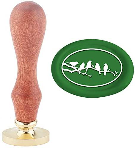 craspire Wachssiegelstempel, Vogel-Siegelwachsstempel, Zweig, Oval, Abnehmbarer Messingkopf, Siegelstempel Mit Holzgriff Für Karten, Einladungen, Geschenkpapier, Scrapbooking, Dekoration